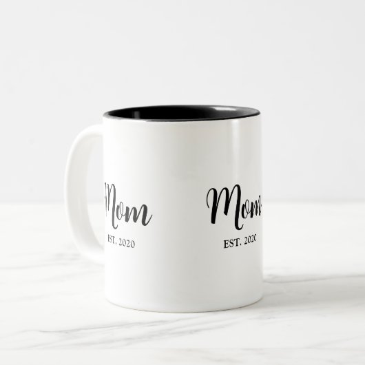 Mom Established Script Text Mom Gift ツートーンマグカップ (正面左)