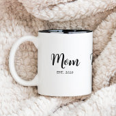 Mom Established Script Text Mom Gift ツートーンマグカップ