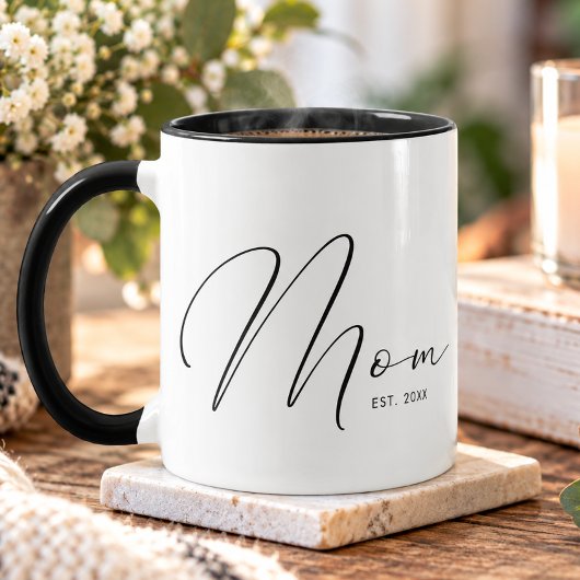 Mom Established Script White 新米ママ マグカップ