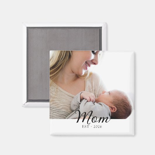 Mom Established Simple Photo 母の日 マグネット (正面/裏面)