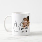 Mom Established Simple Script カスタムフォト コーヒーマグカップ (左)