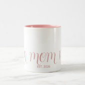 Mom Established Sweet Pink Script New Mom Gift  ツートーンマグカップ (中央)