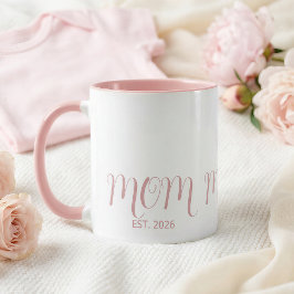 Mom Established Sweet Pink Script New Mom Gift  マグカップ