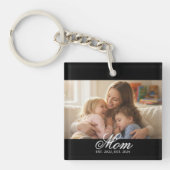 Mom Established White Elegant Script Photo キーホルダー (正面)