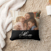Mom Established White Elegant Script Photo クッション (ブランケット)