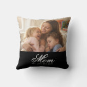 Mom Established White Elegant Script Photo クッション (裏面)