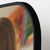 Mom Established White Elegant Script Photo ピックルボールラケット (左詳細)