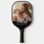 Mom Established White Elegant Script Photo ピックルボールラケット (裏面)