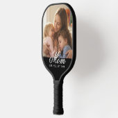 Mom Established White Elegant Script Photo ピックルボールラケット (左)