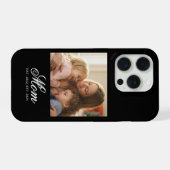 Mom Established White Elegant Script Photo iPhoneケース (裏面横)