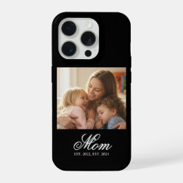 Mom Established White Elegant Script Photo iPhone 15 Proケース