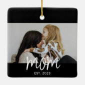 Mom Established White Script Photo セラミックオーナメント (裏面)
