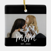 Mom Established White Script Photo セラミックオーナメント (正面)