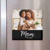 Mom Established White Script Photo Gift Simple Fun マグネット