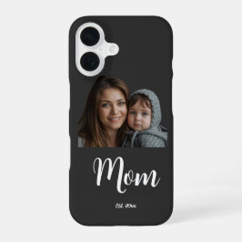 Mom Established Year ブラック モダン スクリプト iPhone 16ケース