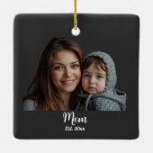 Mom Established Year Black Modern Script  セラミックオーナメント (裏面)