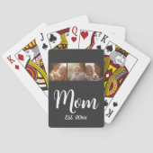 Mom Established year Script Black 3 Photo Tote トランプ (裏面)