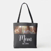 Mom Established year Script Black 3 Photo Tote トートバッグ (裏面)