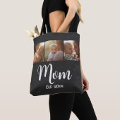Mom Established year Script Black 3 Photo Tote トートバッグ (クローズアップ)
