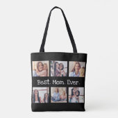 Mom Ever最高のおもしろいモダン6写真（白黒） トートバッグ (裏面)