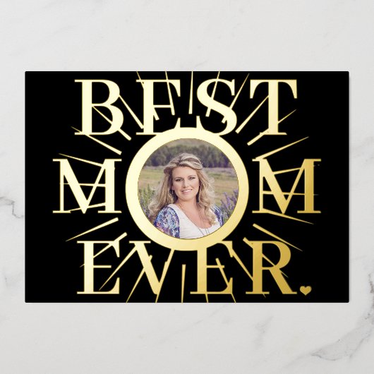 Mom Ever最高のタイポグラフィ母の日の写真 箔シーズンカード (正面)