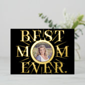 Mom Ever最高のタイポグラフィ母の日の写真 箔シーズンカード (立ち正面)