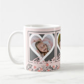 MOM EVER最高の赤面ピンクのフローラフォトグレーのハート コーヒーマグカップ (左)