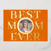 Mom Ever最高の金ゴールドタイポグラフィ母の日の写真 箔シーズンカード (正面)