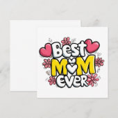 Mom Ever最高の -かわいいドードルスタイルとハート 招待状 (正面/裏面)