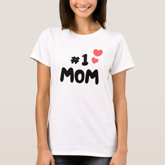 Mom Ever最高の - #1かわいいハートのママ Tシャツ (正面)