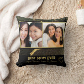 Mom Ever最高の Black and金ゴールド写真パーソナライズされた クッション (ブランケット)