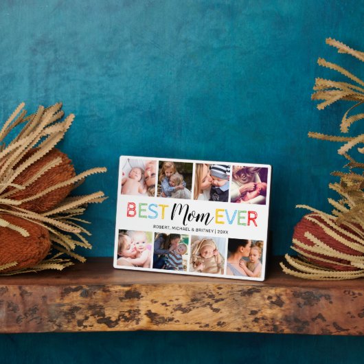 Mom Ever 最高の 8 Photo Collage フォトプラーク (側面)