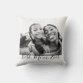 Mom Ever 最高の Black and White Script Photo クッション (裏面)