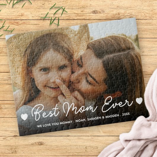 Mom Ever 最高の Full Photo Mothers Dayハートスクリプト ジグソーパズル