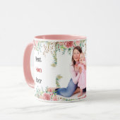 Mom Ever 最高の Greeneryフローラ母ベビー写真 マグカップ (正面左)