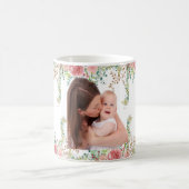 Mom Ever 最高の Greeneryフローラ母ベビー写真 モーフィングマグカップ (中央)