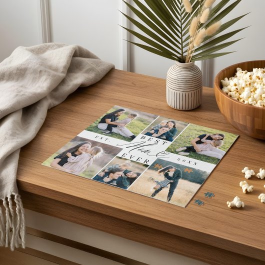 Mom Ever 最高の Momスクリプトハート写真コラージュ ジグソーパズル