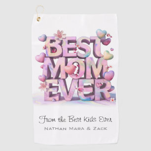 *~ MOM EVER 最高の Mother Dayハート花AP72 ゴルフタオル