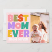 Mom Ever 最高の Mothers Day写真カラフル カード (正面)