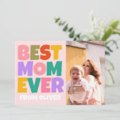 Mom Ever 最高の Mothers Day写真カラフル カード (スタンド正面)