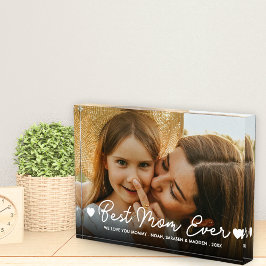 Mom Ever 最高の Photo Mother's Dayハートスクリプト フォトブロック