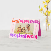 Mom Ever 最高の Pinkのブはっきりしたラシト写真モダン カード (黄色い花)