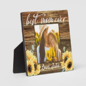 Mom Ever 最高の Sunflower and Barn Wood写真 フォトプラーク (正面)