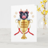 MOM Ever Buldogの犬の誕生日か最高のら。 カード (黄色い花)