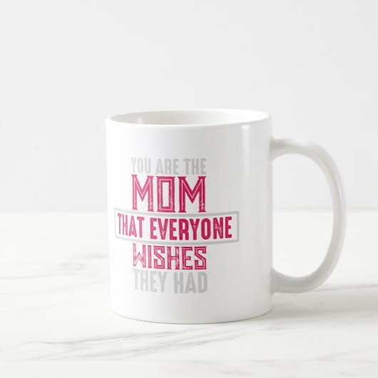 Mom Everyone Wishes Hearts Pattern Pink Typography コーヒーマグカップ (右)