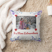 Mom Extraordinaireハート写真フローラシックなスクリプト クッション (ブランケット)