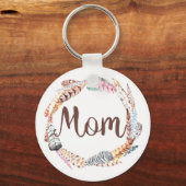 Mom Featherリース-2.25インチ基本ボタンキーチェーン キーホルダー (正面)