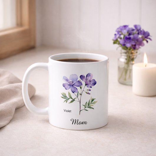 Mom February Birth Flower コーヒーマグカップ