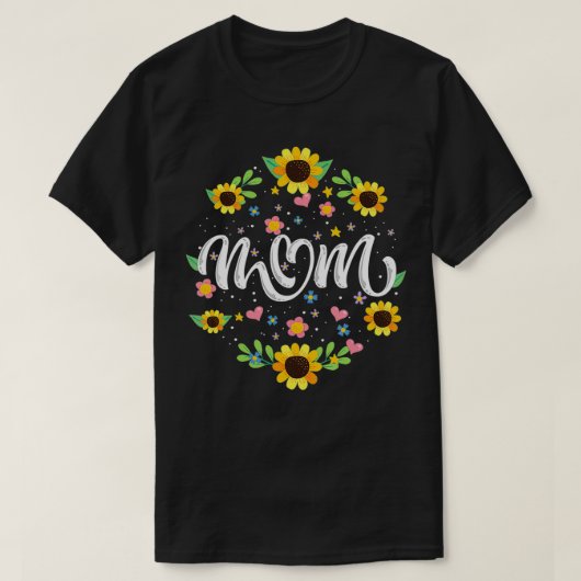 Mom Floral and Sunflower Summer Flowers  Tシャツ (デザイン正面)