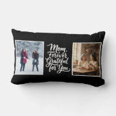 Mom Forever Grateful For You 2 Photo Script Black ランバークッション (裏面)